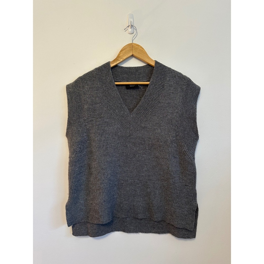 Vici Charcoal Gray V-Neck Knit Sweater Vest | Size Medium